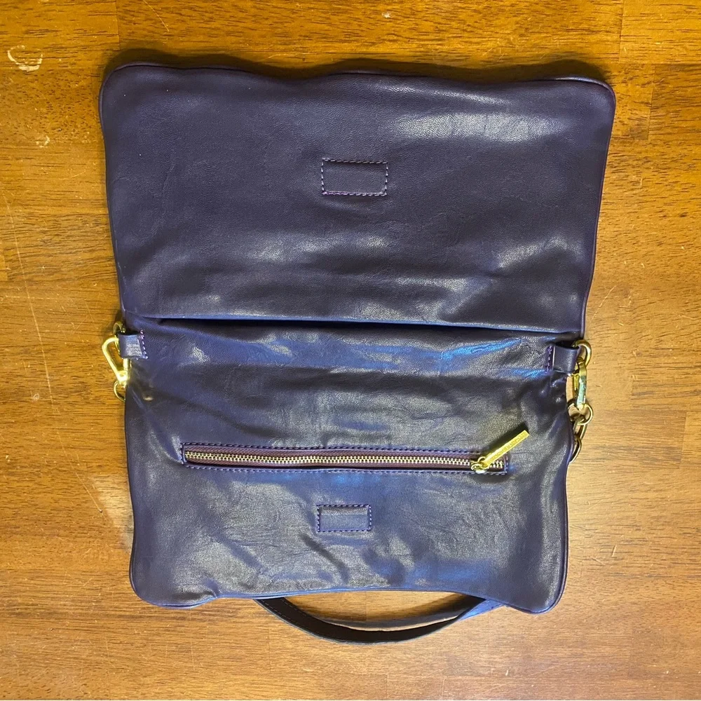 Tory Burch Plum Leather Shoulder/Clutch Bag